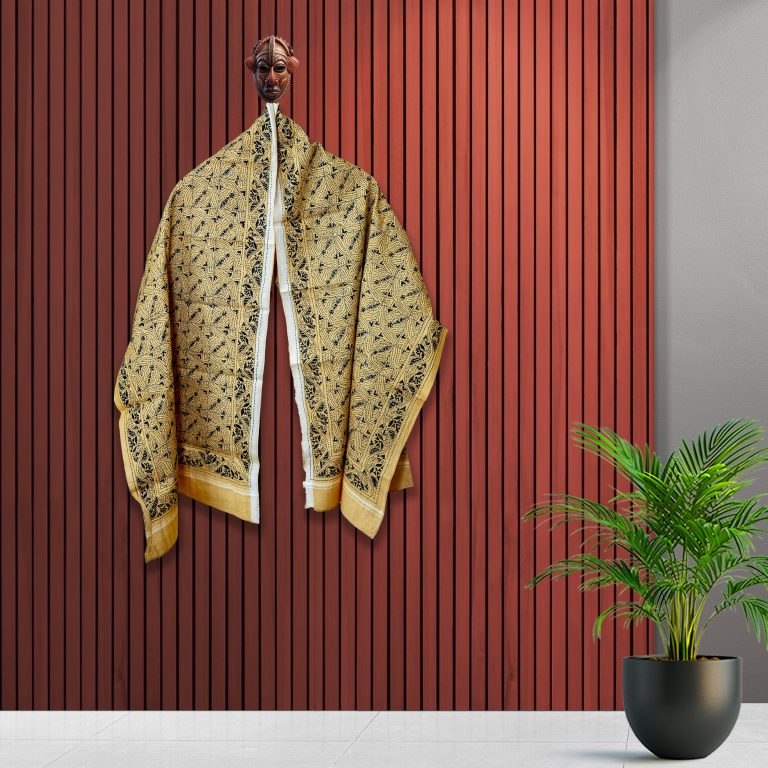Kantha Stole (Yellow & Black)