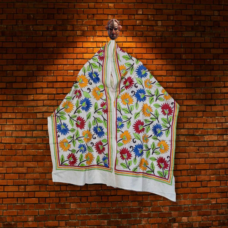 Kantha Stole (Multi-coloured Flowers)